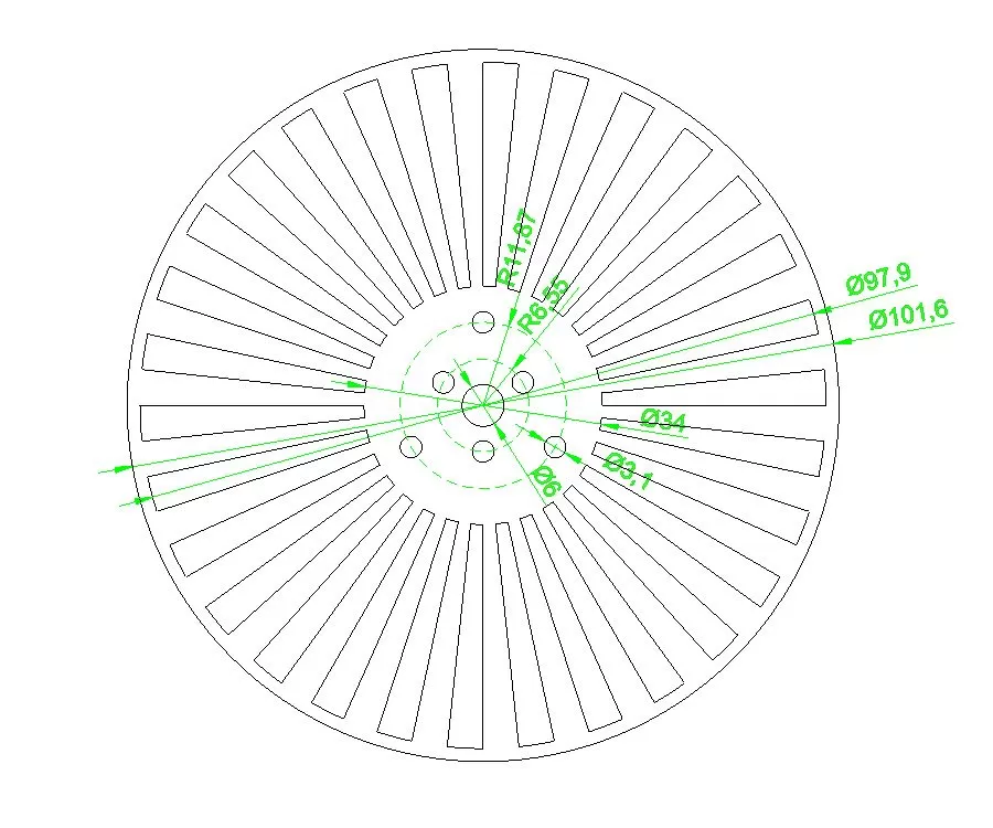 Blade for Optical Chopper Drawings（30Slot）