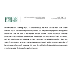 OE1022D Used in SQUID Scanning Microscope Measurements by the Witzman Institute of Israel
